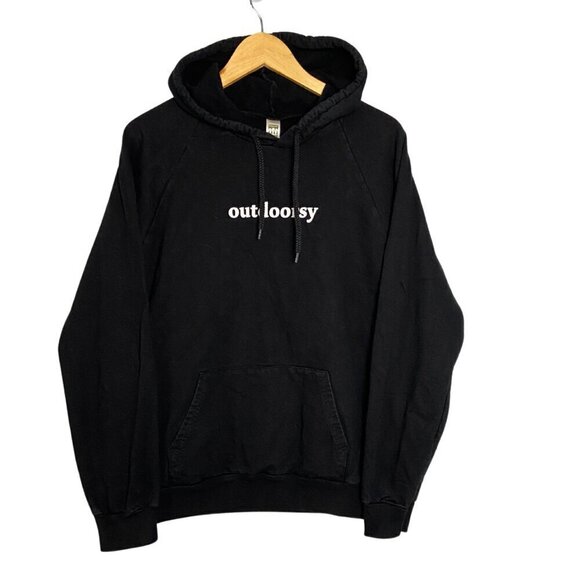 "Outdoorsy" 100% Organic Cotton Black Hoodie Size Medium - Picture 2 of 5
